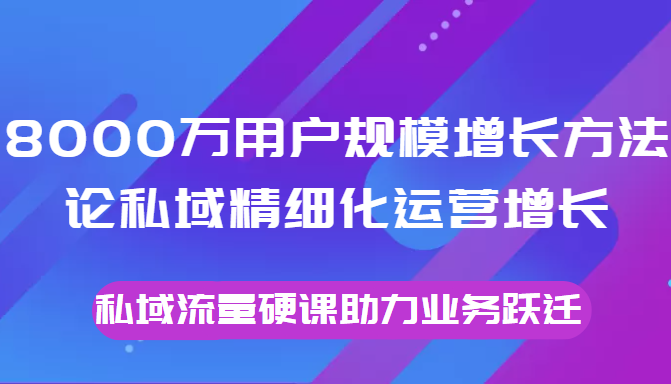 8000万用户规模增长方法论私域精细化运营增长,私域流量硬课助力业务跃迁-阳知网创资源库