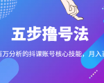 五步撸号法,掌握百万分析的抖课账号核心技能,从逻辑到实操-阳知网创资源库