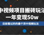 中视频项目搬砖玩法，一年变现50w，目前看过的的最干货中视频玩法-阳知网创资源库