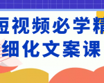 短视频必学精细化文案课,提升你的内容创作能力、升级迭代能力和变现力(价值333元)-阳知网创资源库