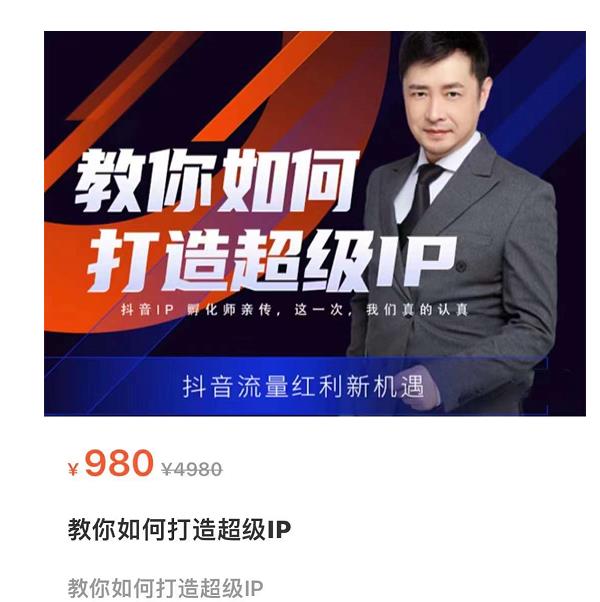 教你如何打造超级IP,抖音流量红利新机遇(价值980元)-阳知网创资源库