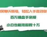 搞笑聊天账号,轻松入手高效变现,百万操盘手亲授,小白也能涨粉数十万-阳知网创资源库