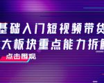 0基础入门短视频带货,七大板块重点能力拆解,7节精品课4小时干货-阳知网创资源库
