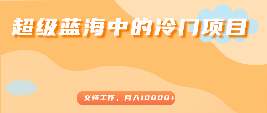 超级蓝海中的冷门项目,文档工作,好玩又赚钱,月入10000+-阳知网创资源库