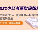 2022小红书高阶训练营:爆文制造技巧,低预算高roi投放技巧,内容营销思维-阳知网创资源库