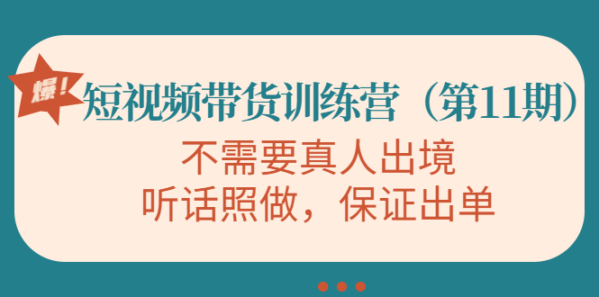 视频带货训练营,不需要真人出境,听话照做,保证出单(第11期)-阳知网创资源库