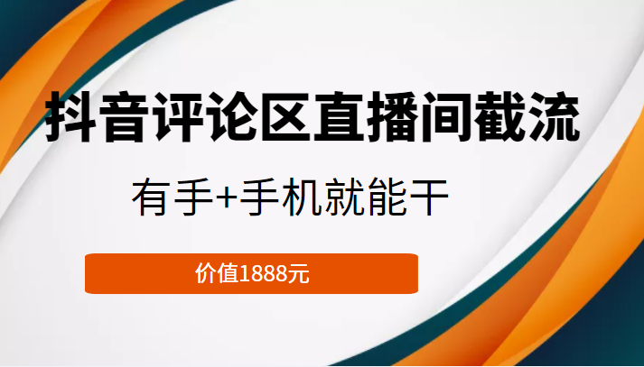 抖音评论区直播间截流,有手+手机就能干,门槛极低,模式可大量复制(价值1888元)-阳知网创资源库
