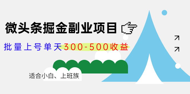 微头条掘金副业项目第4期:批量上号单天300-500收益,适合小白、上班族-阳知网创资源库