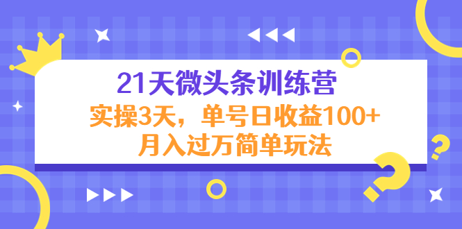 21天微头条训练营,实操3天,单号日收益100+月入过万简单玩法-阳知网创资源库
