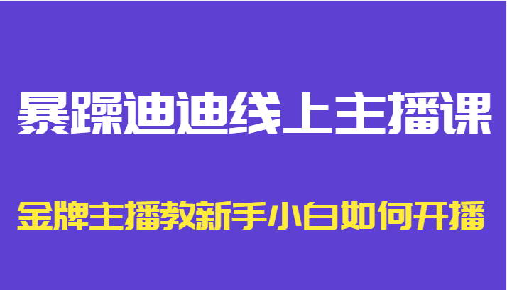 暴躁迪迪线上主播课,金牌主播教新手小白如何开播-阳知网创资源库