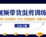 短视频带货混剪训练营:底层逻辑+内容输出+方向+快速涨粉+直播方法-阳知网创资源库
