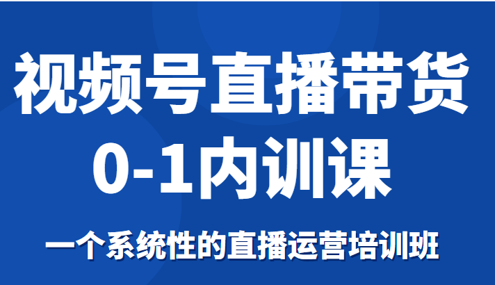 视频号直播带货0-1内训课，一个系统性的直播运营培训班-阳知网创资源库