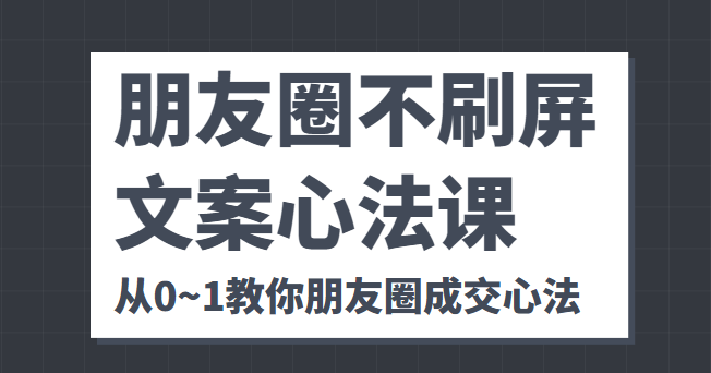 朋友圈不刷屏文案心法课 人人都要懂的商业逻辑 从0~1教你朋友圈成交心法-阳知网创资源库