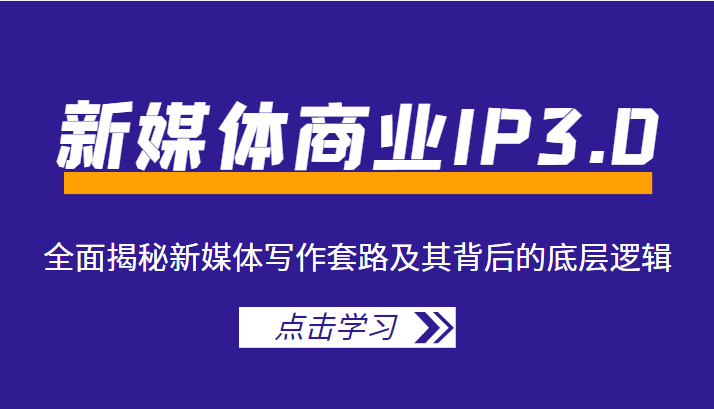 新媒体商业IP3.0，全面揭秘新媒体写作套路及其背后的底层逻辑（价值1299元）-阳知网创资源库