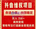 新版抖音维权项目每单利润1000+,合法合规,长期稳定,月入3W+价值1999元-阳知网创资源库