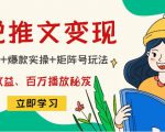 小说推文训练营:引流技巧+爆款实操+矩阵号玩法,百倍效益、百万播放秘笈-阳知网创资源库