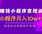 抖音赚钱小程序变现训练营:小程序月入10w+各类玩法运营技巧变现-阳知网创资源库
