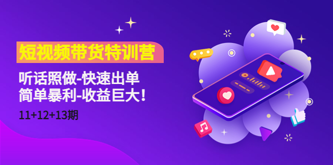 短视频带货特训营(11+12+13期)听话照做-快速出单-简单暴利-收益巨大!-阳知网创资源库