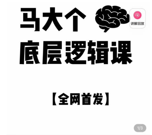 马大个·底层逻辑课,51节底层逻辑智慧课-价值1980元-阳知网创资源库