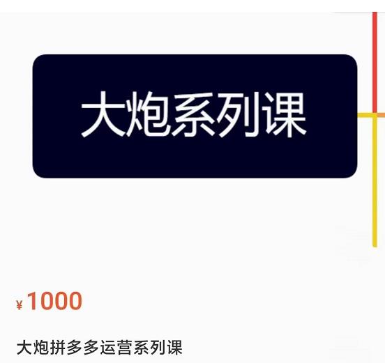 大炮拼多多运营系列课,各类玩法合集,拼多多运营玩法实操-阳知网创资源库