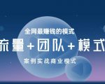 王冲老师《流量+团队+模式》商业模式实战课,全网最赚钱的模式-阳知网创资源库