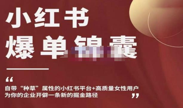 小红书爆单锦囊,自带种草属性+高质量女性用户,为你的企业开辟一条新的掘金路径-阳知网创资源库