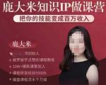 鹿大米知识IP做课营,把你的技能变成百万收入,陪你打出磨人生第费付门一课!-阳知网创资源库