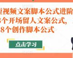 带货短视频文案脚本公式进阶班,18个开场留人文案公式,18个创作脚本公式-阳知网创资源库