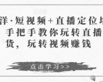 于洋·短视频+直播定位培训,手把手教你玩转直播卖货,玩转视频赚钱-阳知网创资源库