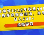 D1G馆长2023年收费990的抖音小程序变现新玩法,单号轻松日入200+-阳知网创资源库