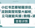 小红书恋爱秘籍项目,从引流到变现完整大解析,看完立马就能实操【教程+资料】-阳知网创资源库