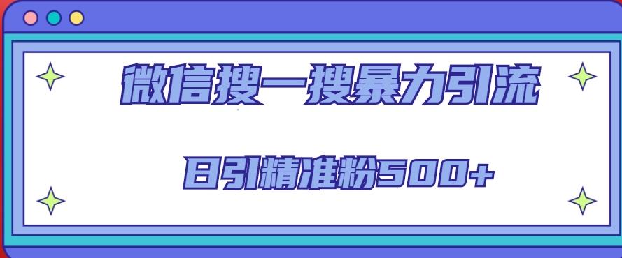 微信搜一搜引流全系列课程,日引精准粉500+(8节课)-阳知网创资源库