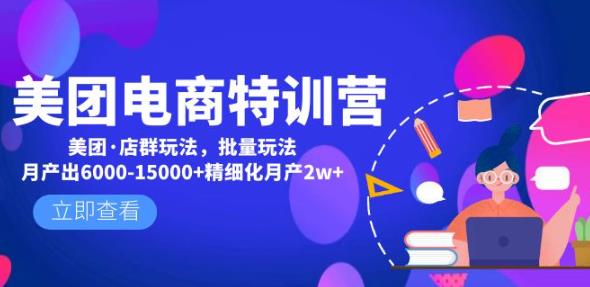 美团电商特训营:美团·店群玩法,无脑铺货月产出6000-15000+精细化月产2w+-阳知网创资源库