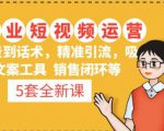 5套·美业短视频运营课从场景到话术·精准引流·吸金文案工具·销售闭环等-阳知网创资源库
