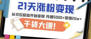 21天精准涨粉变现干货大课:从10位粉丝开始变现月增5000+变现20w+-阳知网创资源库