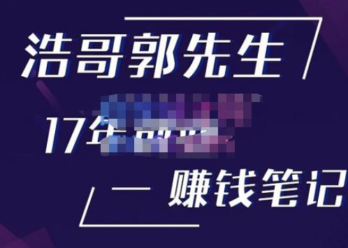浩哥郭先生17年创业赚米笔记,打开你对很多东西的认知,让你知道原来赚钱或创业不单单是发力就行-阳知网创资源库