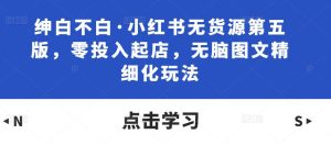 绅白不白·小红书无货源第五版,零投入起店,无脑图文精细化玩法-阳知网创资源库