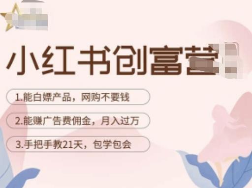 小红书创富营-教小红书带货,陪跑21天,教你赚广告费佣金,月入过万-阳知网创资源库