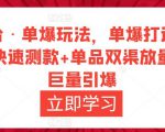 万相台·单爆玩法,单爆打造流程+单品快速测款+单品双渠放量+単品巨量引爆-阳知网创资源库