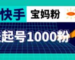 抖音快手三天起号涨粉1000宝妈粉丝的核心方法【详细玩法教程】-阳知网创资源库