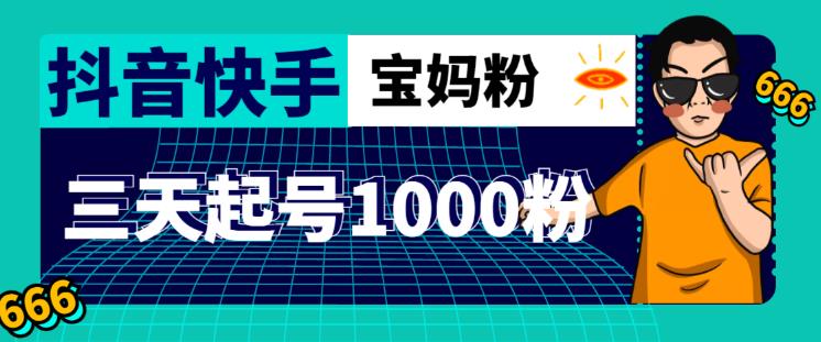 抖音快手三天起号涨粉1000宝妈粉丝的核心方法【详细玩法教程】-阳知网创资源库