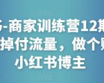 小红书-商家训练营12期:让商家丢掉付流量,做个赚钱的小红书博主-阳知网创资源库