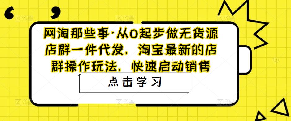 网淘那些事·从0起步做无货源店群一件代发，淘宝最新的店群操作玩法，快速启动销售-阳知网创资源库