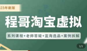 程哥·2023淘宝蓝海虚拟电商，虚拟产品实操运营，蓝海选品+案例拆解-阳知网创资源库