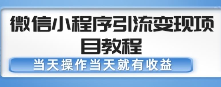 微信小程序引流变现项目教程,当天操作当天就有收益,变现不再是难事-阳知网创资源库
