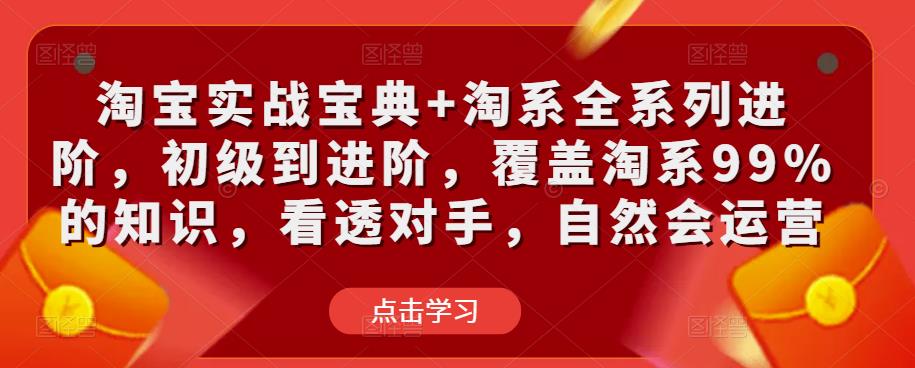 淘宝实战宝典+淘系全系列进阶,初级到进阶,覆盖淘系99%的知识,看透对手,自然会运营-阳知网创资源库