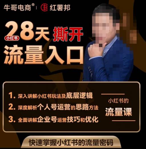 牛哥电商红薯邦28天撕开小红书流量入口,小红书运营系列课,快速掌握小红书的流量密码-阳知网创资源库