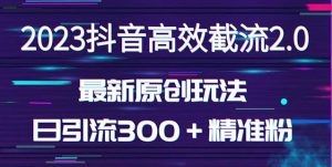 日引300+创业粉,独家抖音高效截流2.0玩法(价值1280)-阳知网创资源库