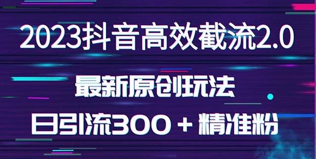 日引300＋创业粉，独家抖音高效截流2.0玩法（价值1280）-阳知网创资源库