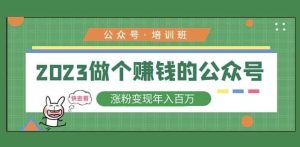2023公众号培训班,2023做个赚钱的公众号,涨粉变现年入百万!-阳知网创资源库